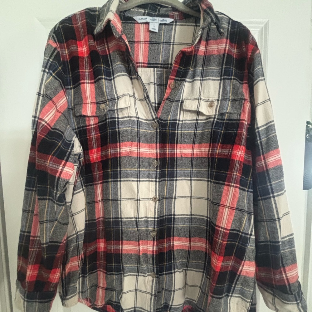 Old Navy Red and Black Plaid Shirt